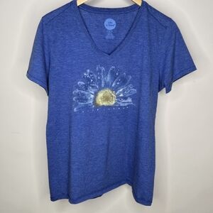 LIFE IS GOOD Cool Tee Classic Fit Dew Drops on Flower and Birds Women's Size L